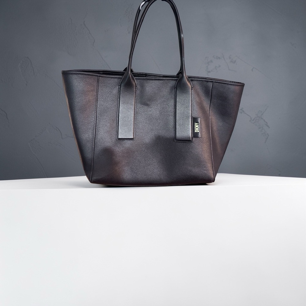 DKNY Grayson Tote – Black Pebbled Leather Shoulder Bag - Picture 2 of 14